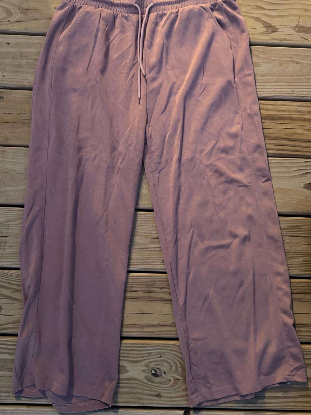 Wide-Leg Drawstring Lounge Pants - Dusty Mauve